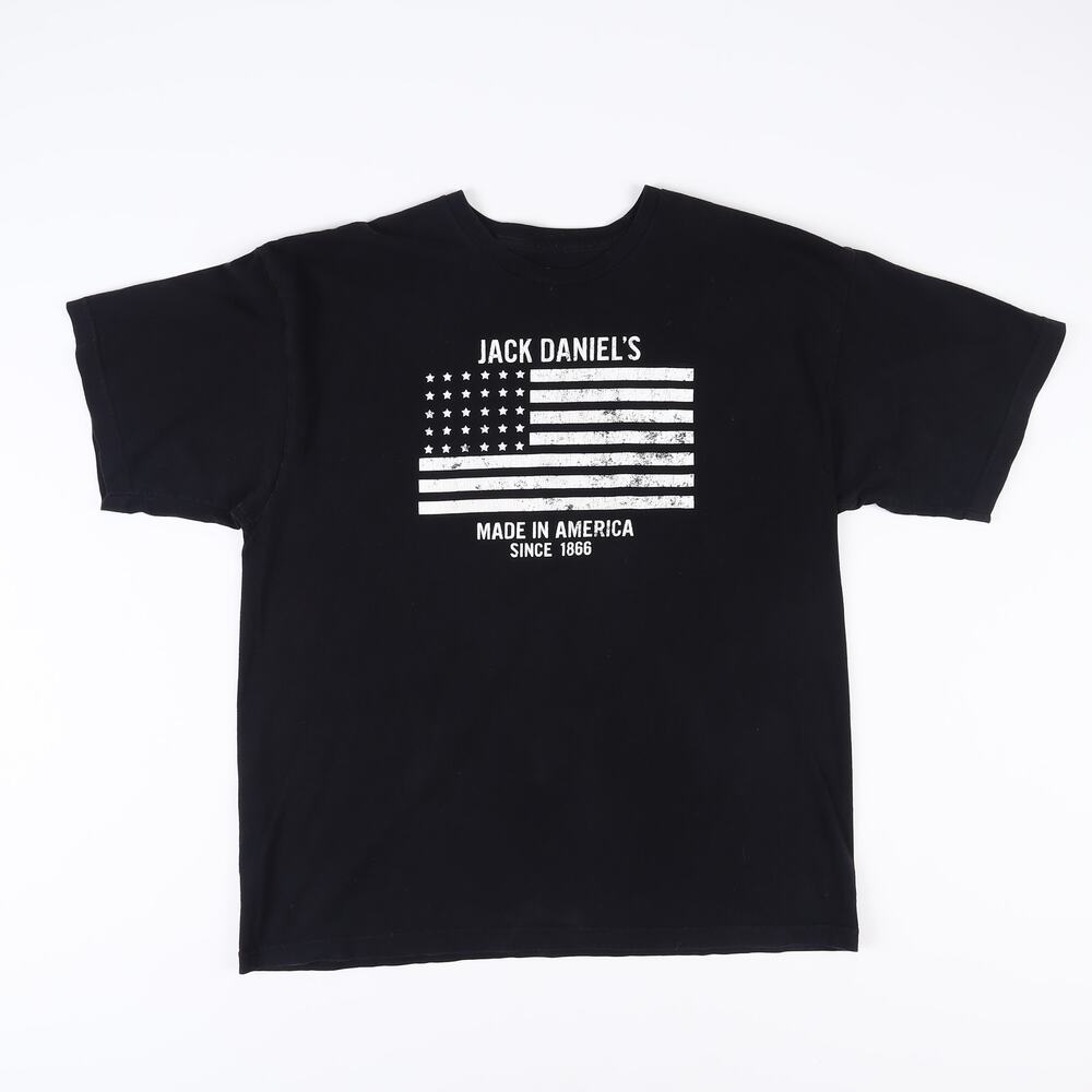 Jack Daniels Made In America Basic Graphic Tee T-Shirt Mens 2XL Solid Black USA